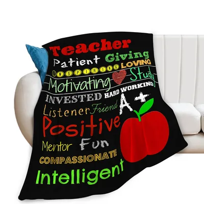 Teacher Appreciation Word Collage Blanket Celebrating Kind Educators