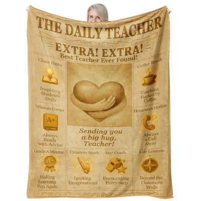 Daily Teacher Newspaper Print Blanket featuring Extra Extra headlines