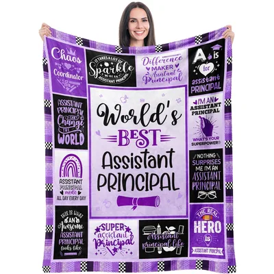 World's Best Assistant Principal Blanket: Purple School Hero Design
