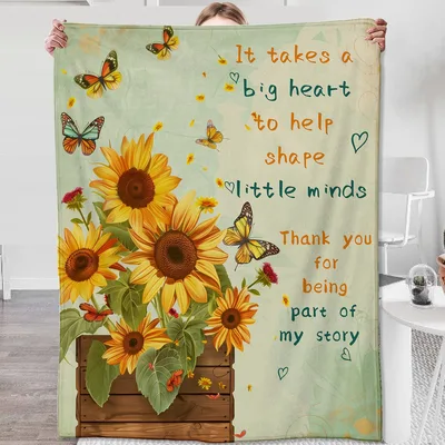 It Takes a Big Heart Teacher Thank Blanket: Sunflower Gratitude Design