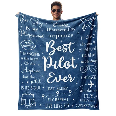 Pilot Aviation Airplane Blanket featuring "Best Pilot Ever"