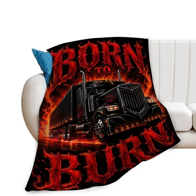 Born to Burn Semi Blanket: Flaming Truck Design for Drivers