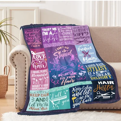 Hairstylist Sayings Collage Blanket for Stylists Who Love Puns