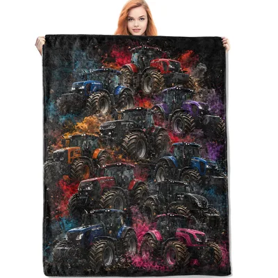 Tractor Pattern Farm Tractors Blanket: Colorful Art Design for Farmers