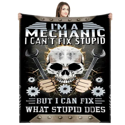 Mechanic Skull Wrenches Blanket: Fix What Stupid Does
