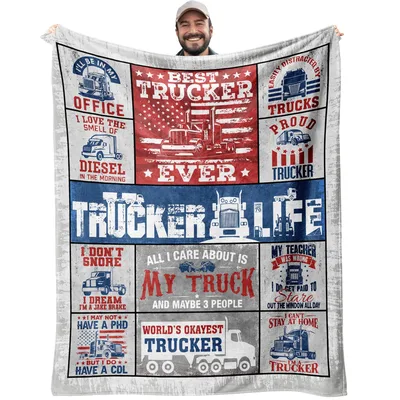 Trucker Life Funny Trucker Blanket for Long Haul Humor