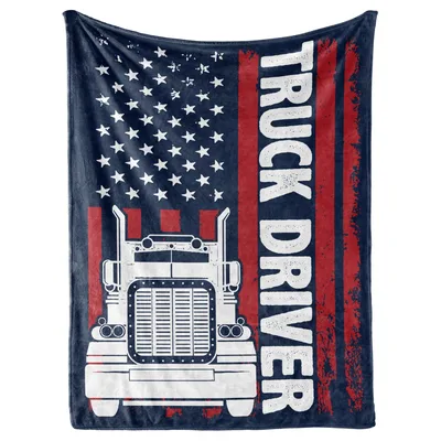 Truck Driver Flag Blanket: American Trucker Design with Semi Truck Art