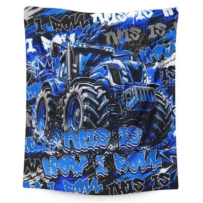 Blue Tractor Graphic Blanket: This Is How I Roll Design