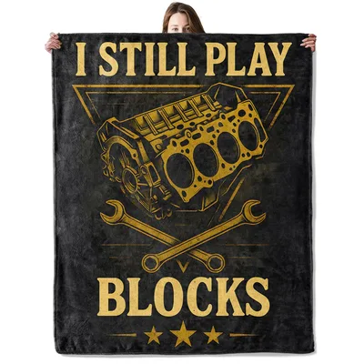Engine Block Mechanic Blanket: I Still Play Blocks Design