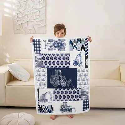 Construction Equipment Pattern Blanket for Young Builders
