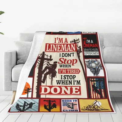 Lineman I Stop Blanket: Hardworking Tradesperson Design