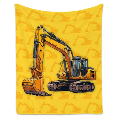 Yellow Excavator Construction Vehicle Blanket for Heavy Machinery Fans