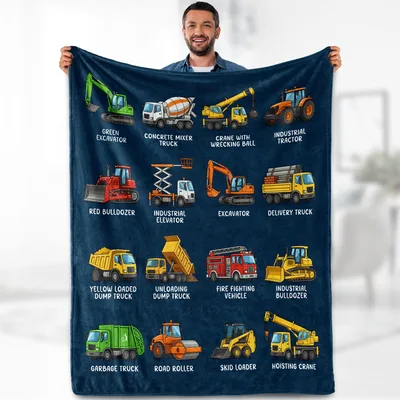 Construction Vehicles Chart Design Blanket