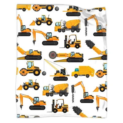 Excavators Construction Pattern Blanket for Heavy Machinery Lovers