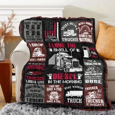 Truck Driver Words Pattern Blanket: Diesel Love and Trucker Life