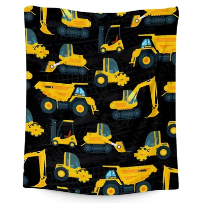Construction Trucks Excavator Pattern Blanket No. 2