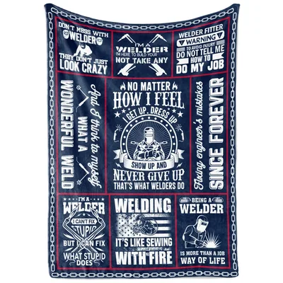 Welder Life Quotes Typography Blanket for Tradespeople