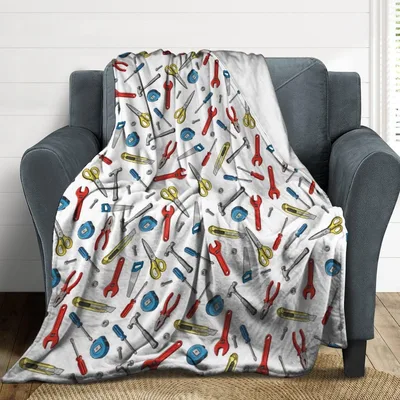 Mechanic Tools Pattern Blanket for Tradespeople and DIY Enthusiasts