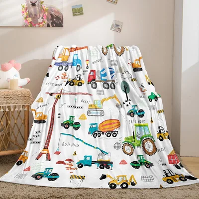 Construction Vehicles Pattern Blanket for Young Builders and Dreamers
