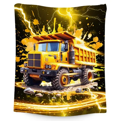 Yellow Dump Truck Lightning Blanket