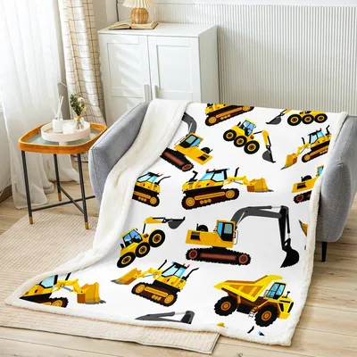 Excavators and Tractors Pattern Blanket for Construction Lovers