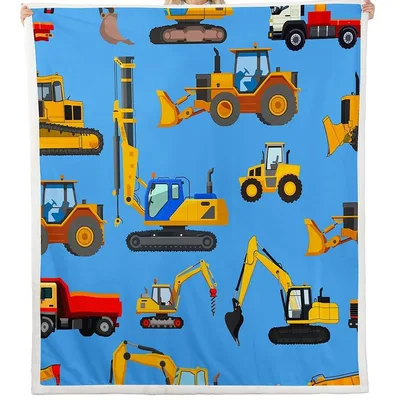 Construction Vehicles Pattern Blanket: Heavy Machinery Throw for Kids