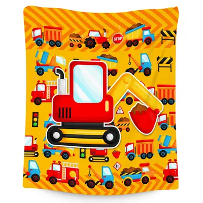 Construction Trucks Pattern Blanket: Excavator Design for Kids