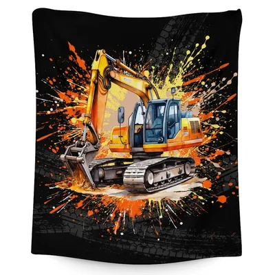 Excavator Orange Splash Blanket