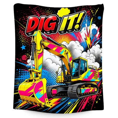 Dig It Excavator Pop Blanket: Vibrant Construction Art for Kids
