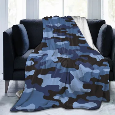 Military Camo Blanket Blue Pattern for Veterans and Service Members