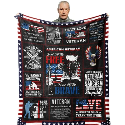 Veteran Blanket: Patriotic American Flag Design for Service Members