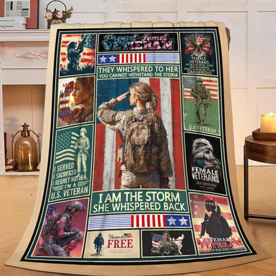 Female Veteran Patriotic Soldier Blanket
