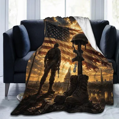 Soldier Memorial Flag Blanket: American Military Tribute Design