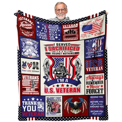 I Served I Sacrificed Blanket for U.S. Veterans and Patriotic Heroes