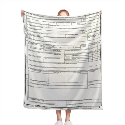 Military Discharge Form Blanket: DD-214 Style Throw for Veterans