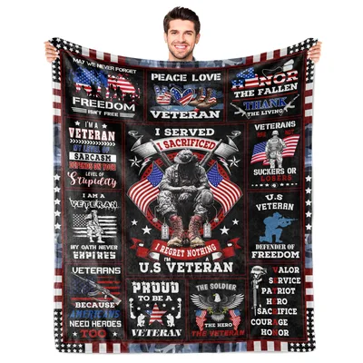 U.S. Veteran Patriotic Tribute Blanket for Service and Sacrifice