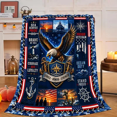Navy Veteran Blanket: Patriotic Eagle and Sea Service Pride Design