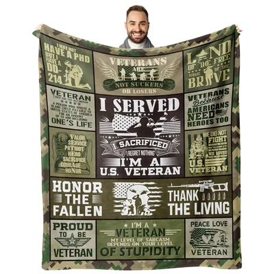 Veteran Patriot Honor Collage Blanket for Military Service