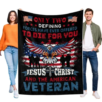 Veteran Eagle American Flag Blanket: Faith and Service Design