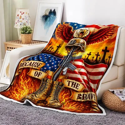 Fallen Soldier Memorial Blanket: Because of the Brave Design