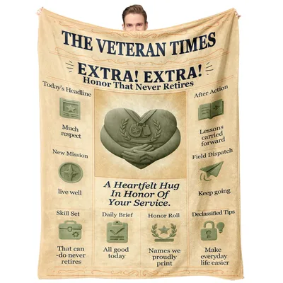 Veteran Appreciation Newspaper Blanket featuring "A Heartfelt Hug