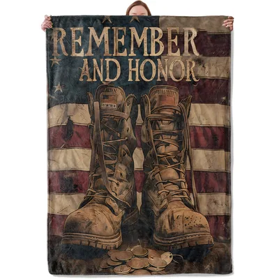 Military Boots Flag Blanket: Remember and Honor Design