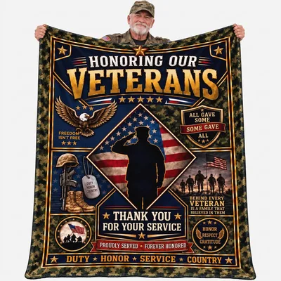 Veteran Salute Flag Tribute Blanket: Honoring Our Veterans Design