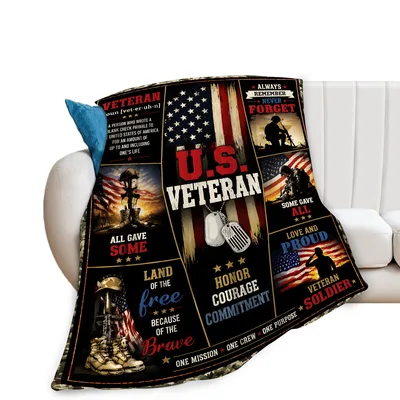 Veteran Military Tribute Blanket: Honor Courage and Commitment Design