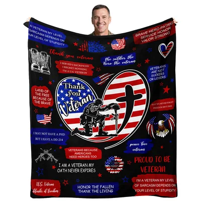 Thank You Veteran Patriotic Design Blanket for Military Heroes