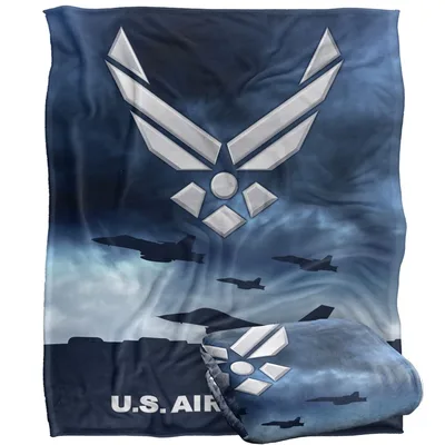 Aircraft Wings Emblem Over Clouds Blanket: Air Force Sky Design