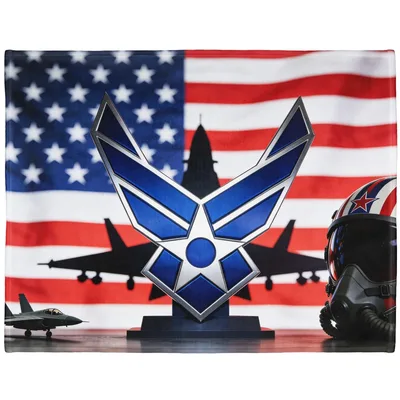 American Flag Military Jets Blanket featuring the Air Force symbol