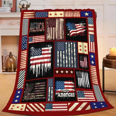 American Flag Patchwork Design Blanket: Vintage Flags and Pride