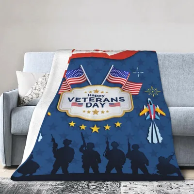 Veterans Day Soldiers Silhouette Blanket: Happy Veterans Day Design
