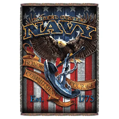 United States Navy Eagle Blanket: Honor Commitment Courage Design